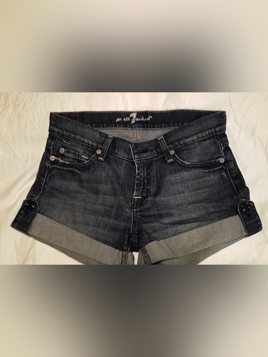 7 For All Mankind Pants - 7 For All Mankind Women's Dark Indigo Cuffed Denim Shorts - Size 26
